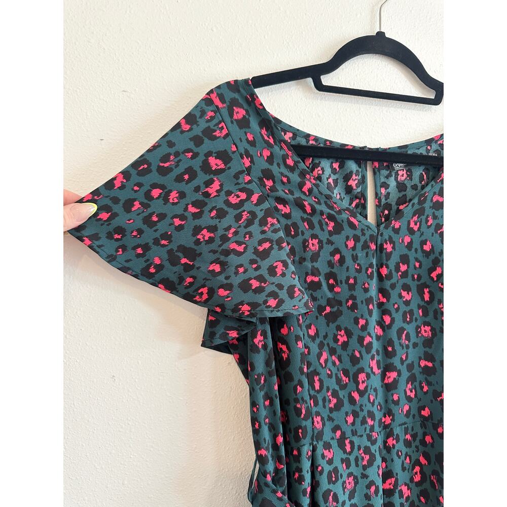 Dark Teal and Hot Pink Cheetah Print Jumpsuit size large - Picture 5 of 12